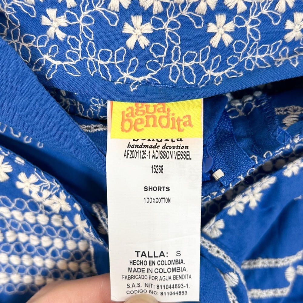Agua Bendita Adisson Vessel Blue and White Cotton Shorts - Picture 5 of 6